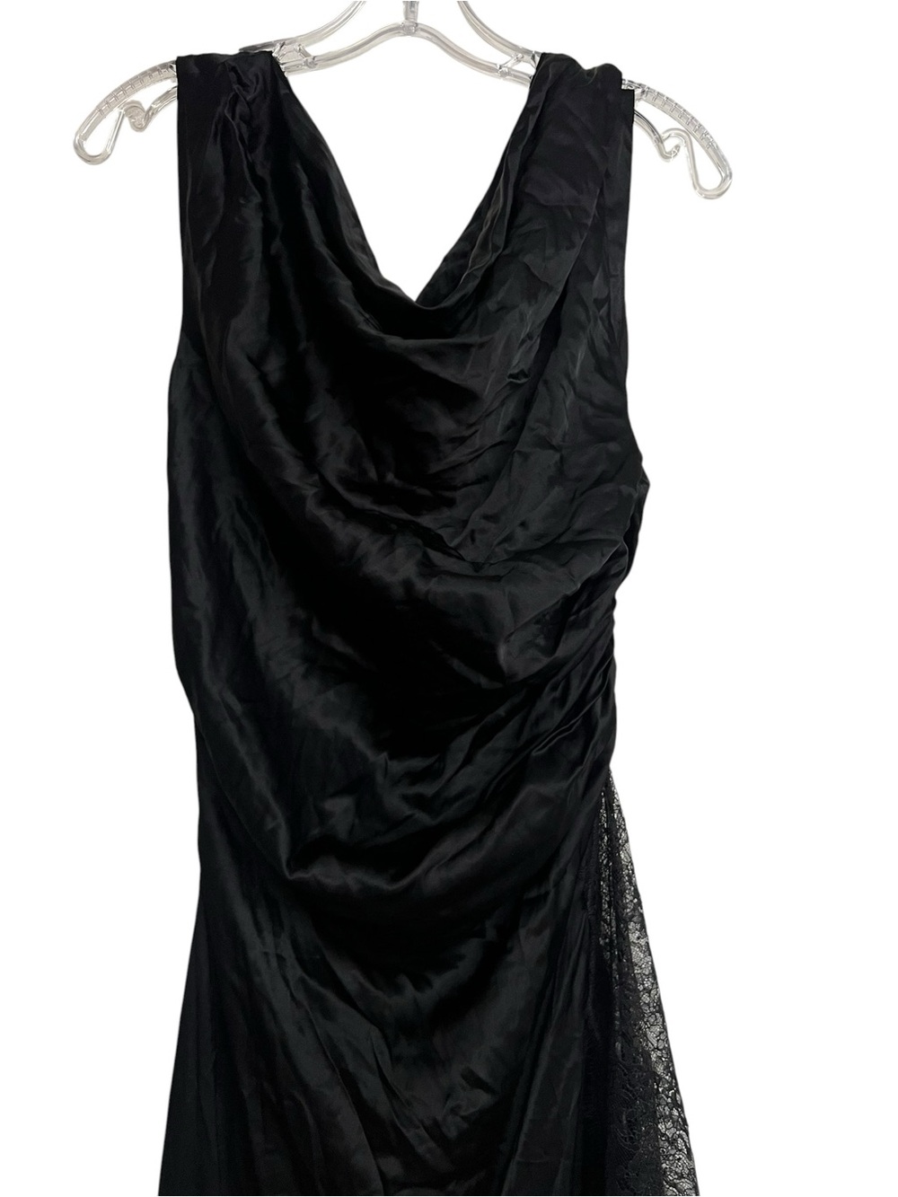 New NBD Rowan Black Gown Lace Panel Maxi Dress Ruched Off The Shoulder Formal - Picture 3 of 14